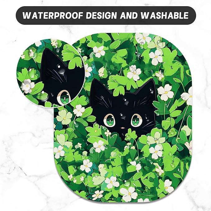 Small Mouse Pad, 6 x 7 Inch, Oval Mini Mouse Pad with Non-Slip Rubber Base for Laptop Wireless Mouse Keyboard Tray Mousepad, Flower Cat