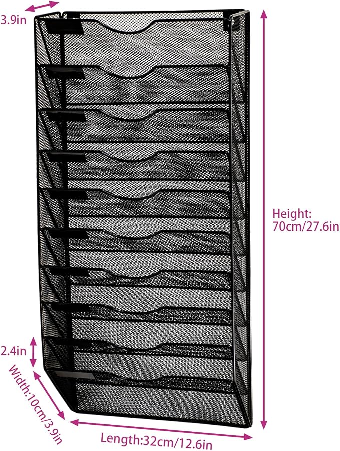 Wall Mounted File Organiser A7 Mesh in Hanging Wall File Holder Mail Organiser
