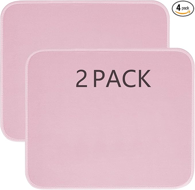 2 PCS Pink Mouse pad Bulk with Stitched Edge,10.2x8.3inches 3mm Thickness Premium Textured Non-Slip Rubber Base Washable for Office and Home Use