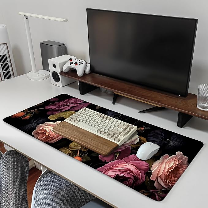 35.4 x 15.7 in, Waterproof XXL Large Mouse Pad for Desk, Extended Keyboard Mouse Mat for Computer Office, Big Laptop Mouse pad, Gaming Pc-Vintage Roses