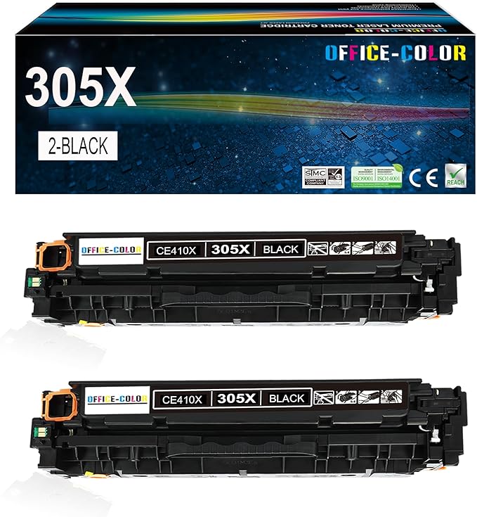 305A 305X Black High-Capacity CE410X Toner Cartridge Replacement for HP LaserJet Pro 400 Color M451dn M451nw M451dw MFP M475dw M475dn Pro 300 M375nw (2 Pack)