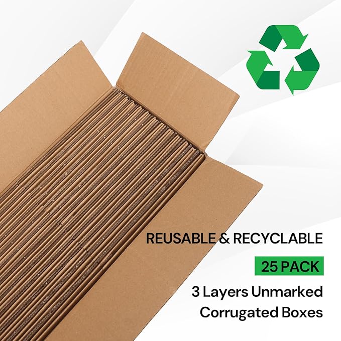 Rempry 25 Pack 8x8x6 Shipping Boxes Brown, Small Corrugated Cardboard Box for Mailing, Packaging Small Business, Kraft Mailer Gift Boxes