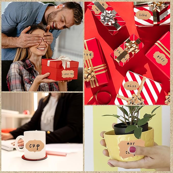300 Pcs 2" x 3" Self-Adhesive Brown Labels,for Food Jars Storage Christmas Holiday Present Envelope Labels Gift Decoration