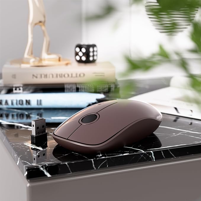 MPTOG Wireless Keyboard and Mouse Combo (Black Coffee) | Retro Round Typewriter Keys, 2.4G Silent Connection, Ergonomic Aesthetic Desk Set for Home Office, Laptop, PC, Mac