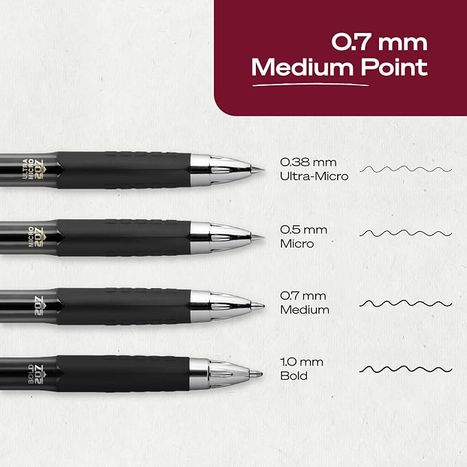 uniball™ 207 Gel Pens, Black Ink, 0.7mm Medium Point, Retractable, 4 Count