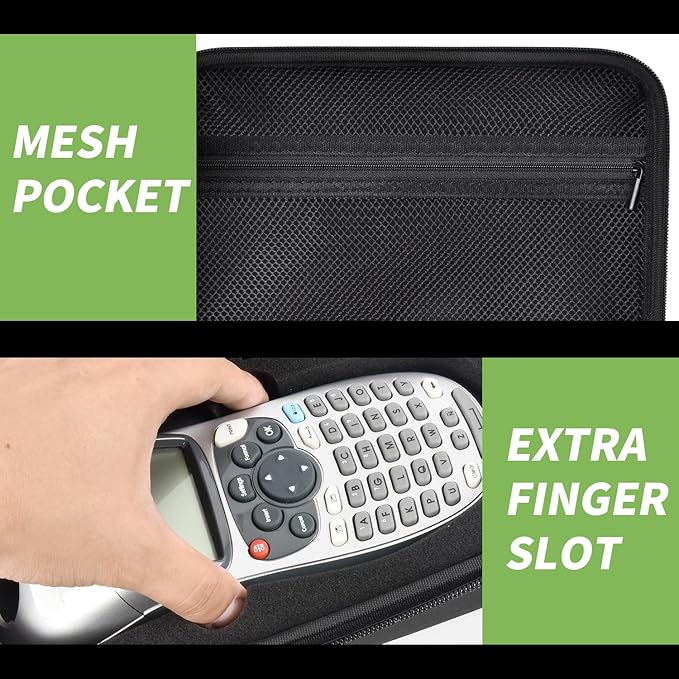 Case Compatible with DYMO LetraTag LT-100H Handheld Label Maker Machine, Holder for Labeler Makers Printer Machine & Labeling Tapes Refills, with Mesh Pocket for Accessories- (Black Sponge)