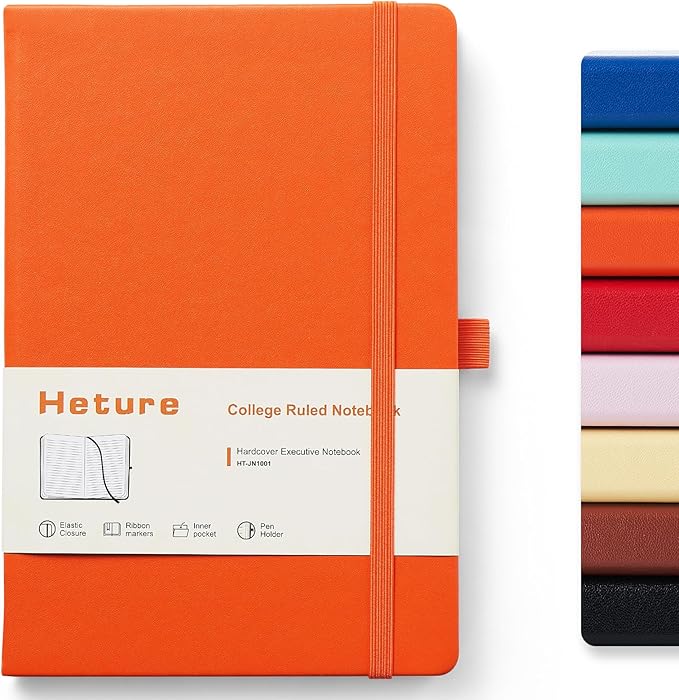 Hardcover Notebooks, A5 Lined Journals Notebook for Writing 160 Pages, 8.2 x 5.5 inch, Classic Ruled Notebooks for College/Work/Travel (Orange, 1 Pack)