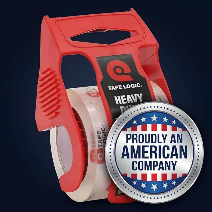Tape Logic Heavy Duty Packing Tape with Dispenser (6 Pack) – 2.6 Mil Thick Clear Shipping Tape, 2 in x 25 yd – Strong Industrial Adhesive for Moving Boxes, Mailing, & Shipping Packaging
