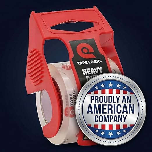 Tape Logic Heavy Duty Packing Tape with Dispenser (1 Pack) – 2.6 Mil Thick Clear Shipping Tape, 2 in x 25 yd – Strong Industrial Adhesive for Moving Boxes, Mailing, & Shipping Packaging
