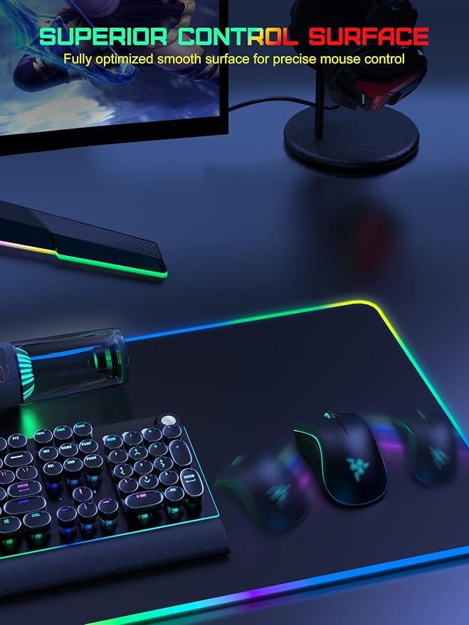 TopMade Wireless Charging RGB Mouse Pad, Waterproof Gaming Desk Mat with 4 Light Modes & 11 RGB Colors, 31.5"x15.75" XXL Large Desk Pad(Includes 20W PD Power Adapter & 6.56ft Woven Cable)