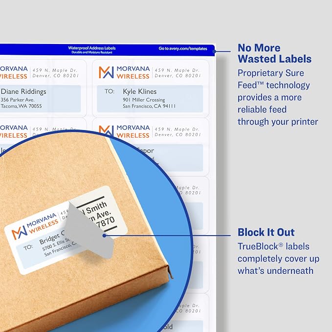 Avery TrueBlock Shipping Labels, Sure Feed, Permanent, 3-1/3" x 4", White, 120 Labels Total (32134) (Pack of 10)