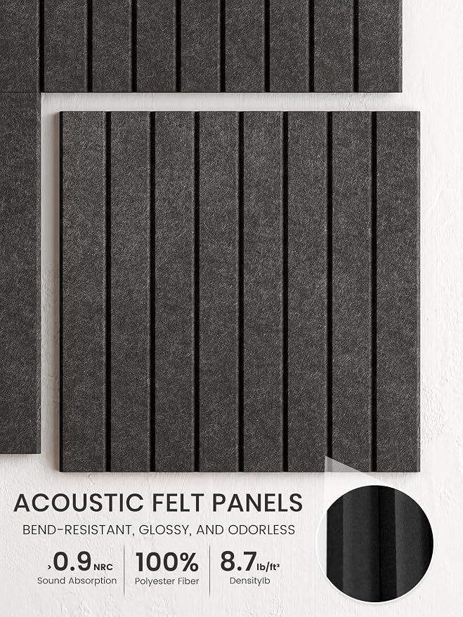 Bumusty 36"x 24" Large Felt Bulletin Board Tiles,Charcoal Gray | 6-Pack Cork Board Alternative, Wall Decor, 30 Pushpins, 30 Adhesive Tabs, Vision Board, Office, Classroom, Home, Dorm