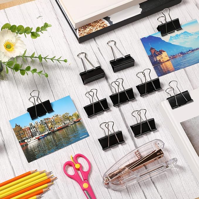 Jetec 200 Pcs Extra Large Binder Clips Bulk 2 Inch Metal Jumbo Binder Clips Office Supplies Black Paper Clamps for Teachers Students Office Business Supplies
