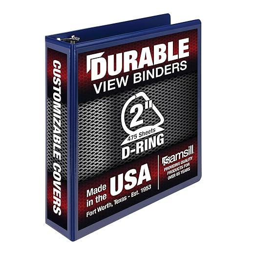 Samsill Durable 2 inch 3 Ring Binder, D Ring Binder, 100% Recycled Chipboard, Blue