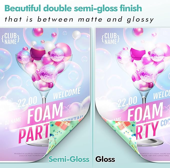 Koala Thin Double Sided Semi-Gloss Photo Paper 8.5X14 Inch Legal Size 100 Sheets 32LB for Inkjet and Laser Printer for Menu Flyer Print
