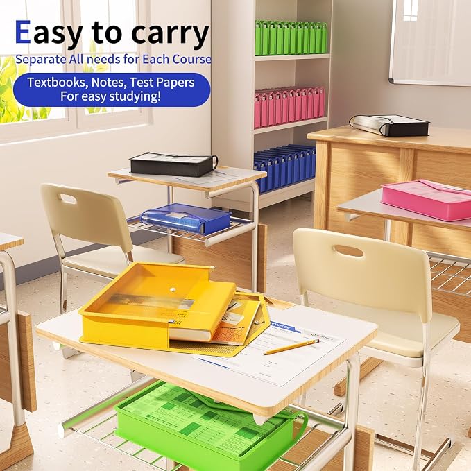 Plastic Expanding File Folder, Transparent Envelopes with Snap Closure | No Dividers, Large Capacity, Assorted Colors, Bills&Taxes, Fits Letter / A4 Size for School / Office / Home, 7 Pack