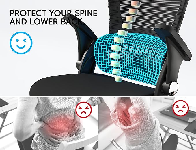 TRALT Office Chair - Ergonomic Desk Chair with Headrest Support for Adults | Home Office Desk Chair with Lumbar Support - Ergonomic Mesh Chairs 330 lb Wide Seat with Headrest, Comfy Desk Chair(Black)