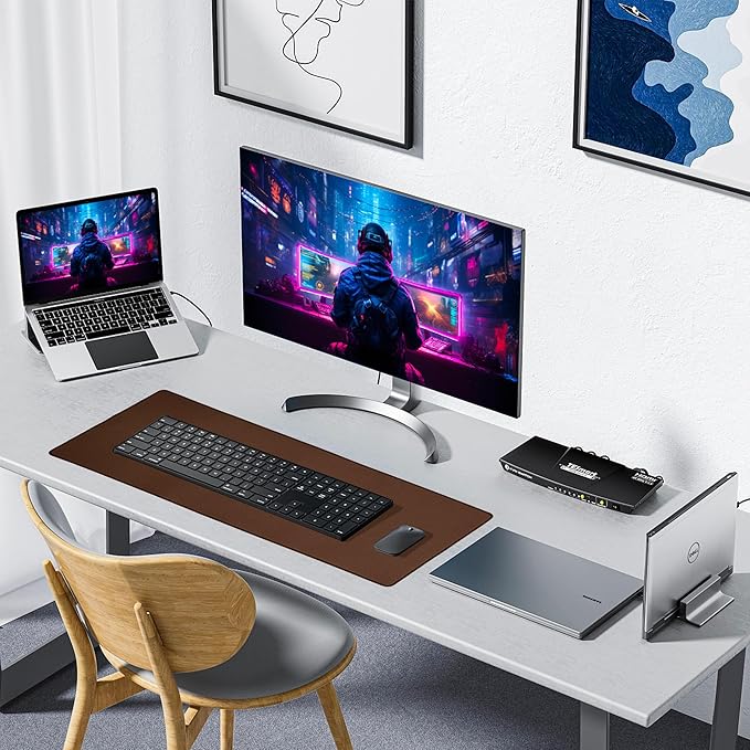 ALOANES Waterproof Mouse Pad with Durable Stitched Edge, XL Gaming Keyboard Pad, Non-Slip Rubber Base Mouse Mat, Extended Desk pad for Gamer, Office & Home, Brown Mousepad 31.5"x 11.8"x 0.12"