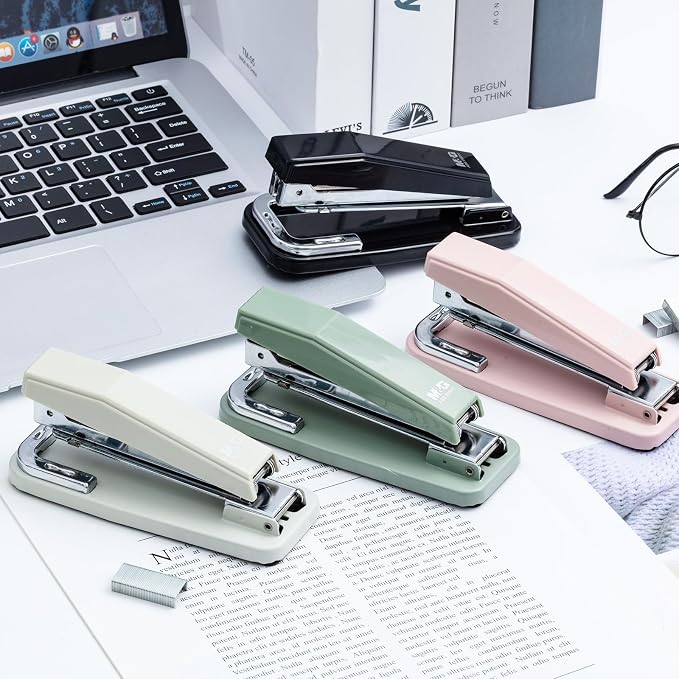 M&G Desktop Stapler Swing-Arm Stapler with 50 Sheet Capacity, 180 Rotation Design, Swivel Stapler with 1000 Staples for Booklet Binding, Durable Staplers for Office School Home (Pink)
