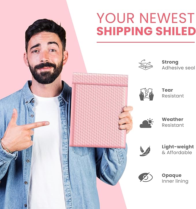 Light Pink Small Poly Bubble Mailers 6x10 inch #0 | Self Seal Padded Envelopes | Cushioned Bubble Mailer | Usable Size 6x9 | WaterProof | Lightweight mailing Shipping Bags | 250 Pack Bulk