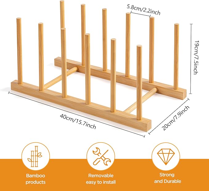 HBlife Desk File Organizer 1 Pack Bamboo 5 Section Vertical File Sorter | Binder & Folder Holder for Home,Office & School