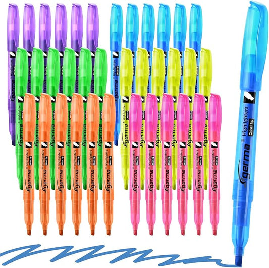 Cgerma Assorted Colors Fluorescent Highlighters, 36 Pack, Chisel Tip Colored Highlighter Bulk, Quickly Drying, Perfect for Adults Classroom, School, Office, Bible Study
