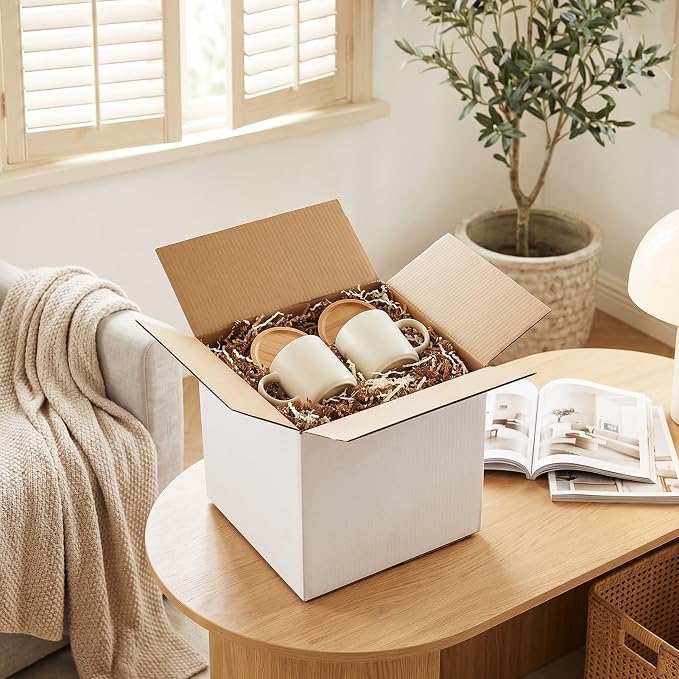 HORLIMER 40 Pack 6x6x6 Shipping Boxes, White Corrugated Cardboard Box for Mailing, Packaging, Small Business
