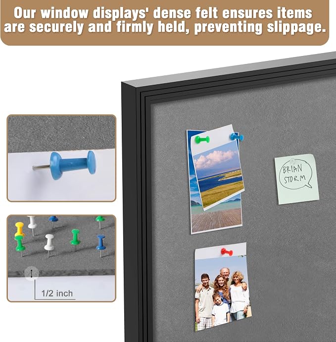 Mifuro 48"x30" Enclosed Bulletin Board, Outdoor Lockable Weather-Resistant Aluminum Cork Noticeboard for School & Office, Black Frame w/Grey Flet