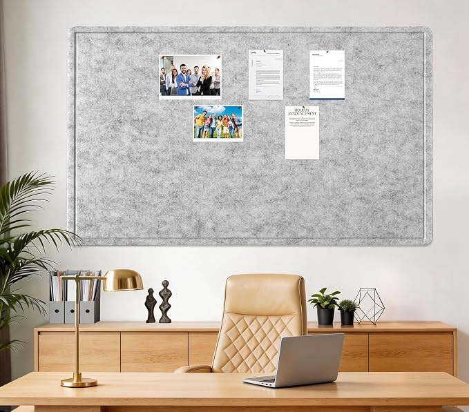Large Bulletin Board 72" x 48" Felt Cork Board,Decor Pin Board, Silver Gray | Cork Board Alternative for Wall, Foldable Self-Adhesive Vision Board Prayer Board with Pushpins for Home Office Classroom