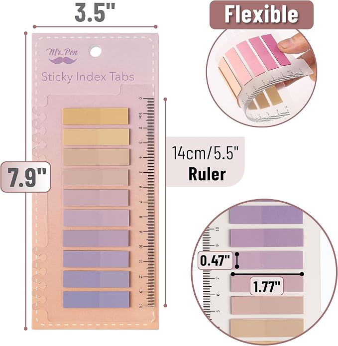 Mr. Pen- Colorful Sticky Tabs, 16 Sets, 3200 pcs, Translucent Page Markers | Water-Resistant Book Tabs for Annotating, Bible Study, Planning, Indexing & Document Organization