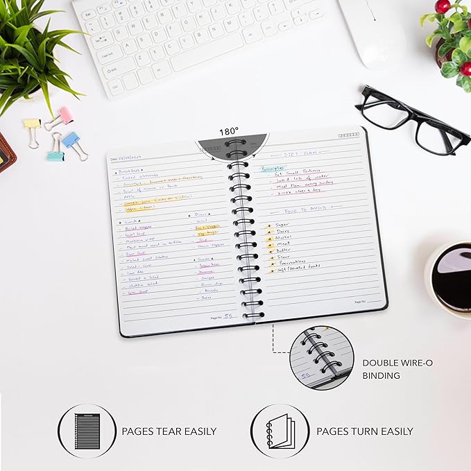 Nextnoid Lined Spiral Journal Notebook For Women & Men - Hardcover A5 Journal 170 Pages, Notebook for Work & Note Taking College Ruled Notebook - Beige