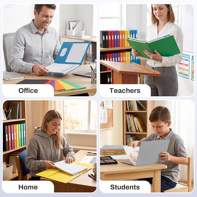 SUNEE Folders with Pockets (25 Pack, Gray), 2 Pocket Folders Fit Letter Size Paper, Paper File Folder for School Office Home Bussiness