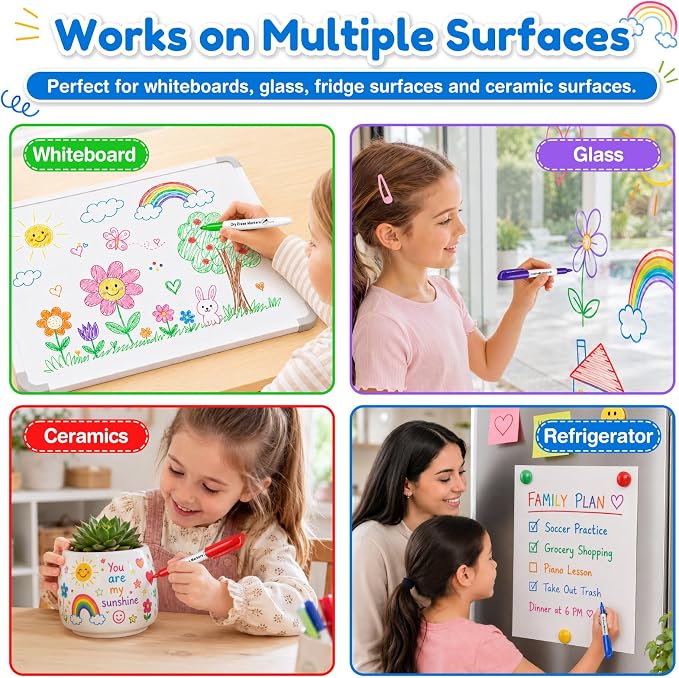 V-Opitos 30 Pack Fine Tip Dry Erase Markers - Bulk Whiteboard Erasable Markers in 15 Colors, Ideal for School Classroom Office Supplies, Non-Toxic & Easy Clean for White board