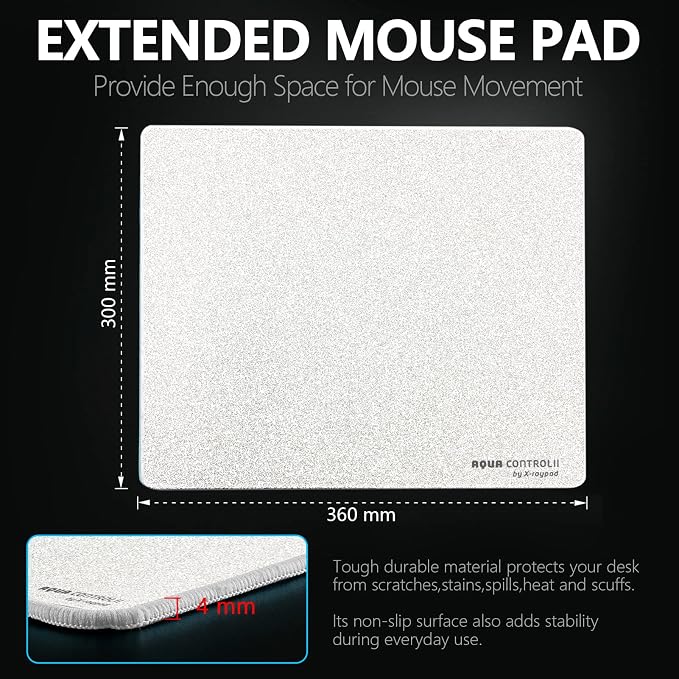 X-Raypad Aqua Control 2 Gaming Mouse Pad, Ultra-High Precision Mouse Pad with Perfect Speed and Control Capability, Consistent X and Y Glide, Designed for Fps Players with Low DPI Requirements