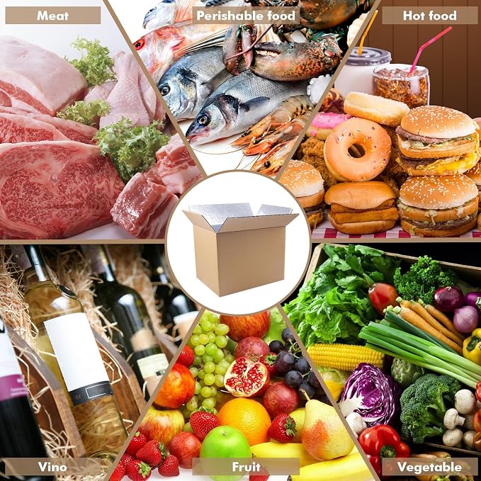 8 Pack 15.7x11.8x7.9 Inch Insulated Shipping Boxes for Shipping Frozen Food | Cold Shipping Boxes, Large Foil Cooler Carton Moving Kits for Mailing Packing, Carton Material with Aluminum Foil