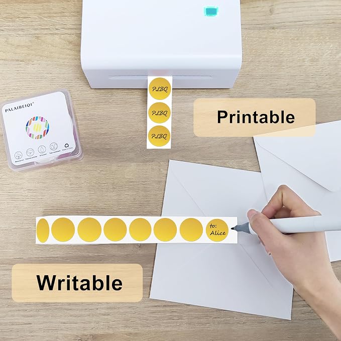 1 Inch Round Thermal Sticker Labels,Color Dot Stickers,Label Stickers,Waterproof,Oil Proof,for Thermal Printers,DIY,Office,Retail,Home and Warehouse Organization,1000 Pcs Gold