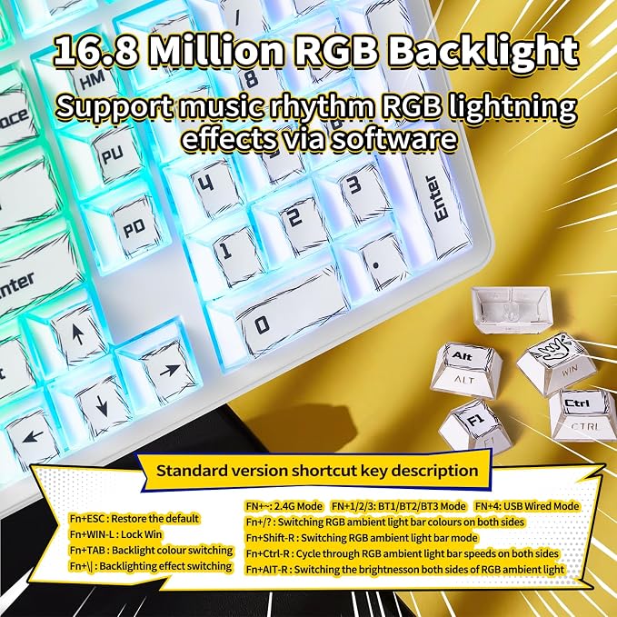LEOBOG X Aula Wireless Mechanical Keyboard 8000mAh Creamy Gaming Keyboards | Aula F99 Pro Multifunction Metal Knob,Hot Swappable Custom,RGB Backlit,Tri-Mode BT/USB-C/2.4GHz Connect,PBT Keycaps,Full Size