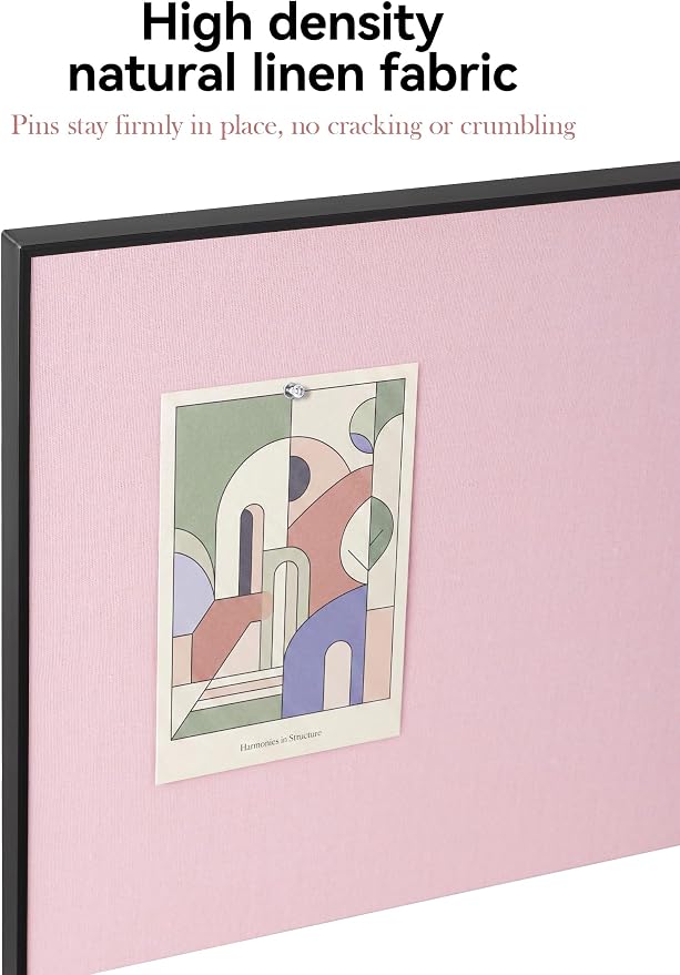 Cork Board White Board Combo for Wall | 24"X18" Linen Bulletin Board Whiteboard, Magnetic Dry Erase Corkboard for Home, Office, School, Pink