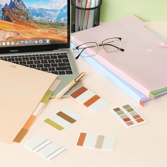 Mr. Pen- Sticky Index Tabs, 500 Pcs, 21 Sets, Earthy | Writable Colored Pages Markers Labels for Reading Notes, Books, Binders, Notebook, Folders and Classify Files