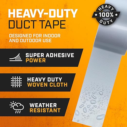 Lockport 5 Pack Duct Tape Heavy Duty Waterproof, Strong Adhesive Silver Duct Tape Bulk for Indoor Outdoor Repairs, Tear by Hand - 30 Yards x 2 Inch