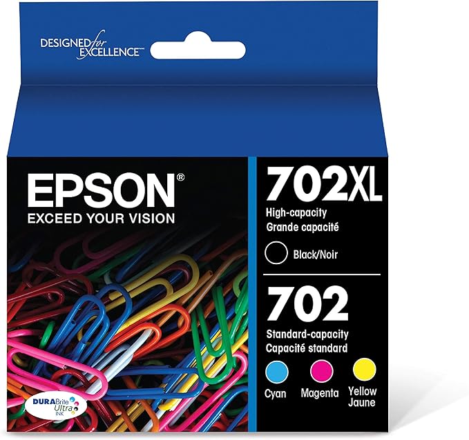 Epson 702 DURABrite Ultra Ink High Capacity Black & Standard Color Cartridge Combo Pack (T702XL-BCS) & 822 DURABrite Ultra Ink High Capacity Black & Standard Color Cartridge Combo Pack (T822XL-BCS)