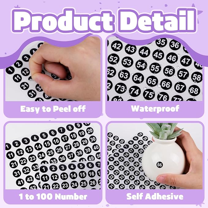 12600Pcs Number Stickers Small 1 to 100 Round Numbered Sticker,Black | 0.4 Inch Self Adhesive,Consecutive Labels Stickers,for Storage Organizing,Inventory,Office,Home,Indoor Outdoor