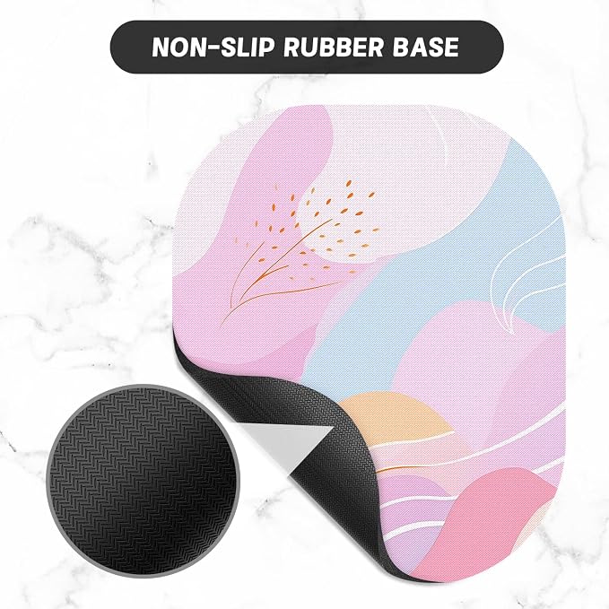 Small Mouse Pad, 6 x 7 Inch, Oval Mini Mouse Pad with Non-Slip Rubber Base for Laptop Wireless Mouse Keyboard Tray Mousepad, Wave Pattern