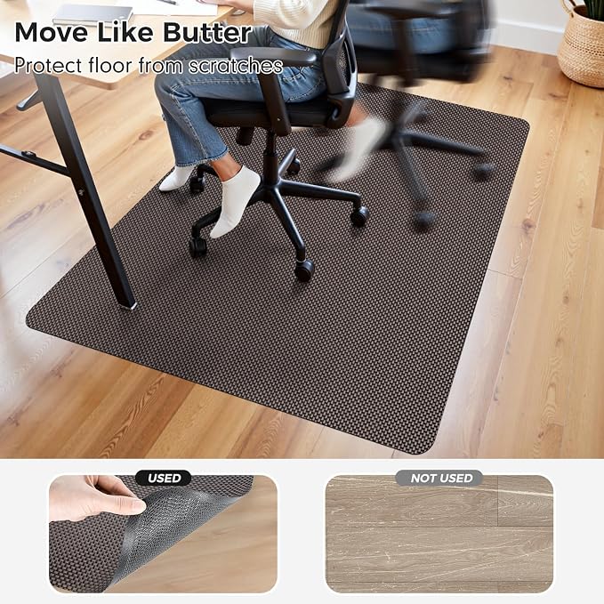 Sycoodeal Chair Mat, 40" x 55" Office Chair Mat for Hardwood and Tile Floor, Heavy Duty Floor Protector for Rolling Chairs, Non-Slip,Computer Mat for Home Office(Coffee)