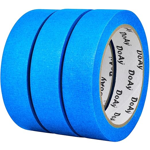 3 Pack Blue Painters Tape - Masking Tape 1 Inch Wide - Multi-Surface, Smart Adhesion, Indoor & Outdoor - 300FT Total - Paint Tape for DIY, Labeling, Art, Car, General Purpose (#3910)