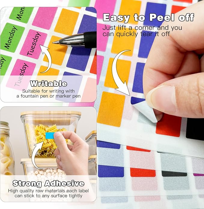PARLAIM Pack of 1575 Rectangle Color Coding Labels,1/2" x 3/4" Rectangular Stickers in 15 Colors Rectangle Folder File Labels for Office and Home