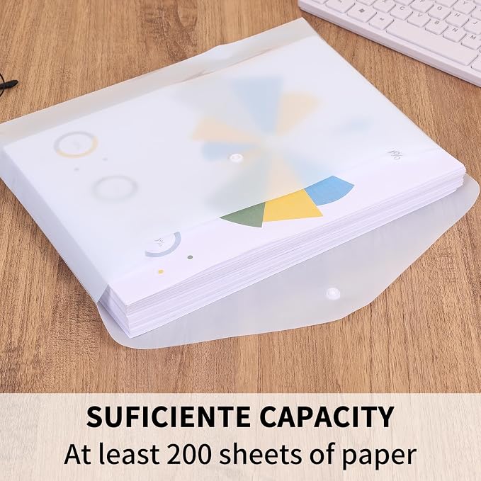 EOOUT 14pcs Plastic Envelopes, Plastic Folders for Documents, Poly Folders with Snap Closure, A4 Size, Letter Size, for School and Office Supplies