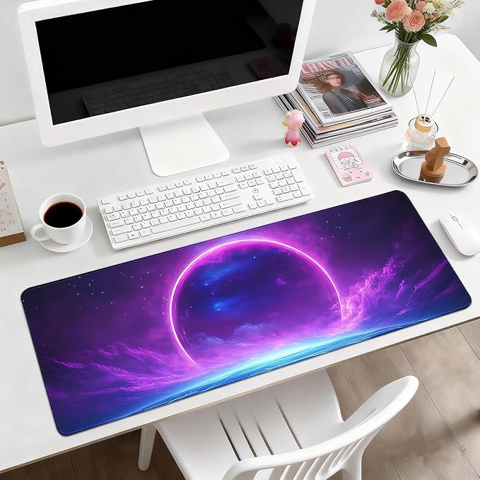 Gaming Desk Mat with Silky Smooth Surface & Exquisite Patterns,31.5x11.8 Inches Large-Sized Mouse Pad, Perfect for Extended Gaming,Work,and Home Office Decor (Starry Sky 1)