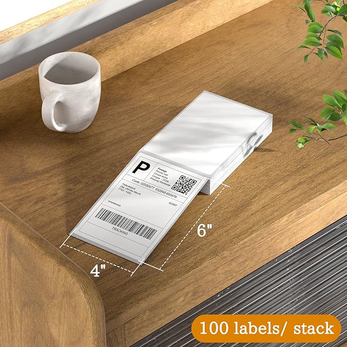 4 x 6 Fanfold Thermal Shipping Labels, 100 Labels Thermal Shipping Labels for FedEx Shipping Label, Compatible with JADENS,iDPRT, Munbyn Printers.