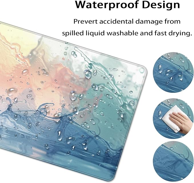 35.4 x 15.7 in, XXL Large Mouse Pad for Desk, Extended Keyboard Mouse Mat for Computer Office, Big Mouse pad with Stitched Edges, Gaming Pc-Color Splashes